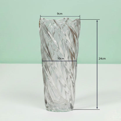 Tall Twisted Cylindrical Glass Vase
