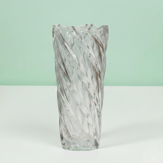 Tall Twisted Cylindrical Glass Vase