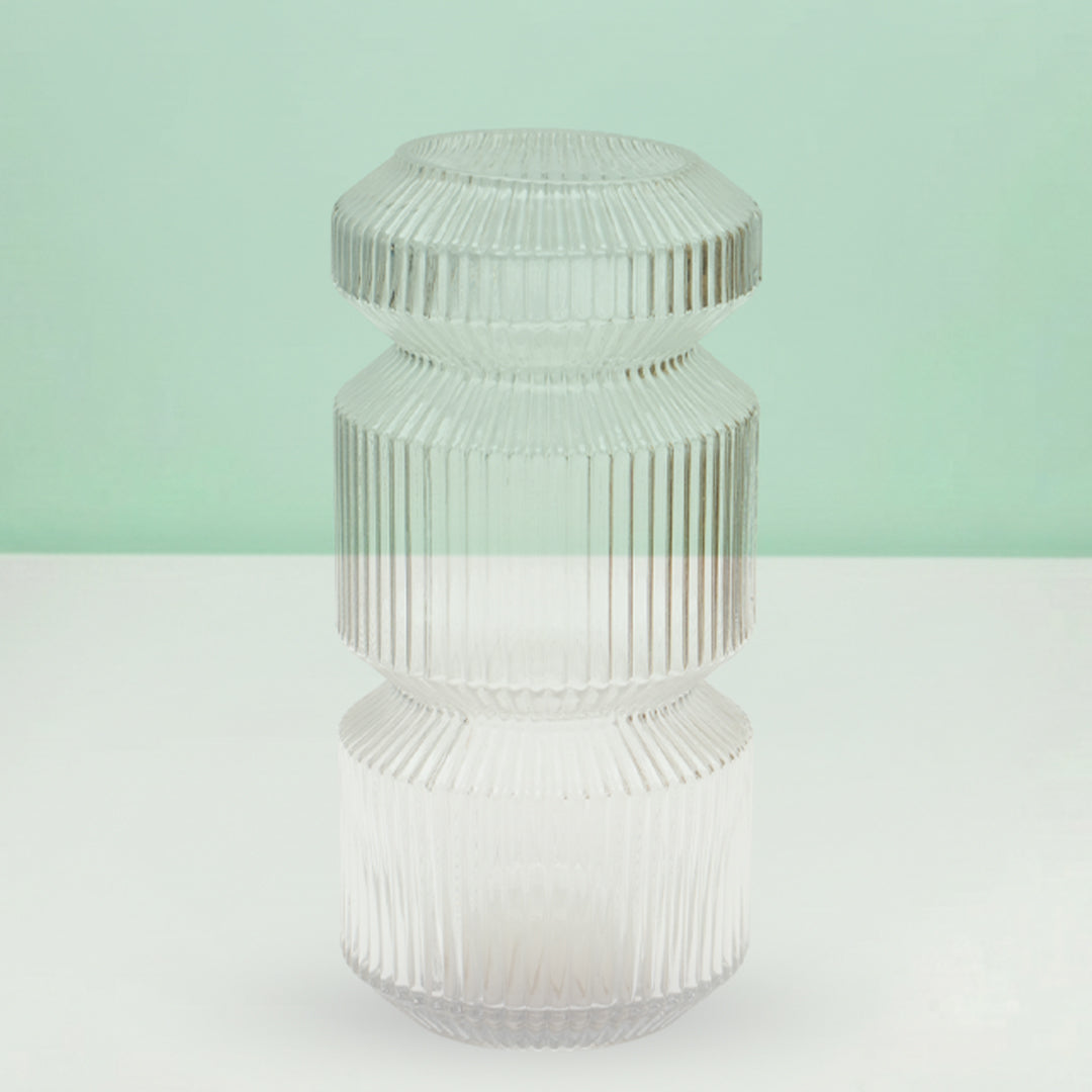 Three-Tier Geometric Ribbed Vase