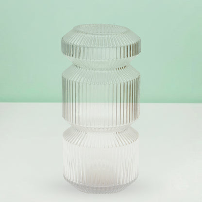 Three-Tier Geometric Ribbed Vase