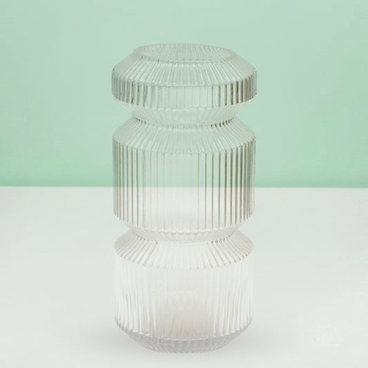 Three-Tier Geometric Ribbed Vase