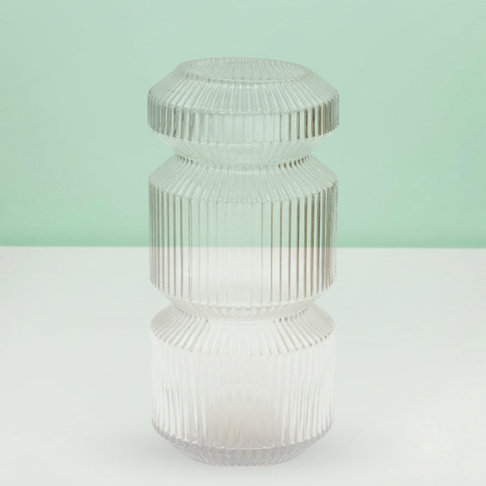 Three-Tier Geometric Ribbed Vase