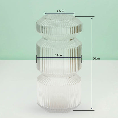 Three-Tier Geometric Ribbed Vase