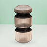 Amber Three-Tier Geometric Ribbed Vase