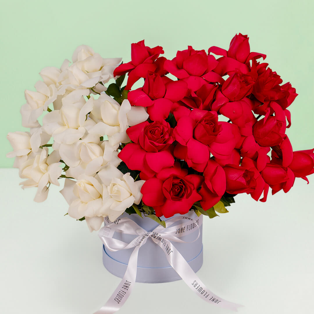 Twin Shades Red and White Rose Box