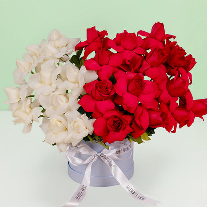 Twin Shades Red and White Rose Box