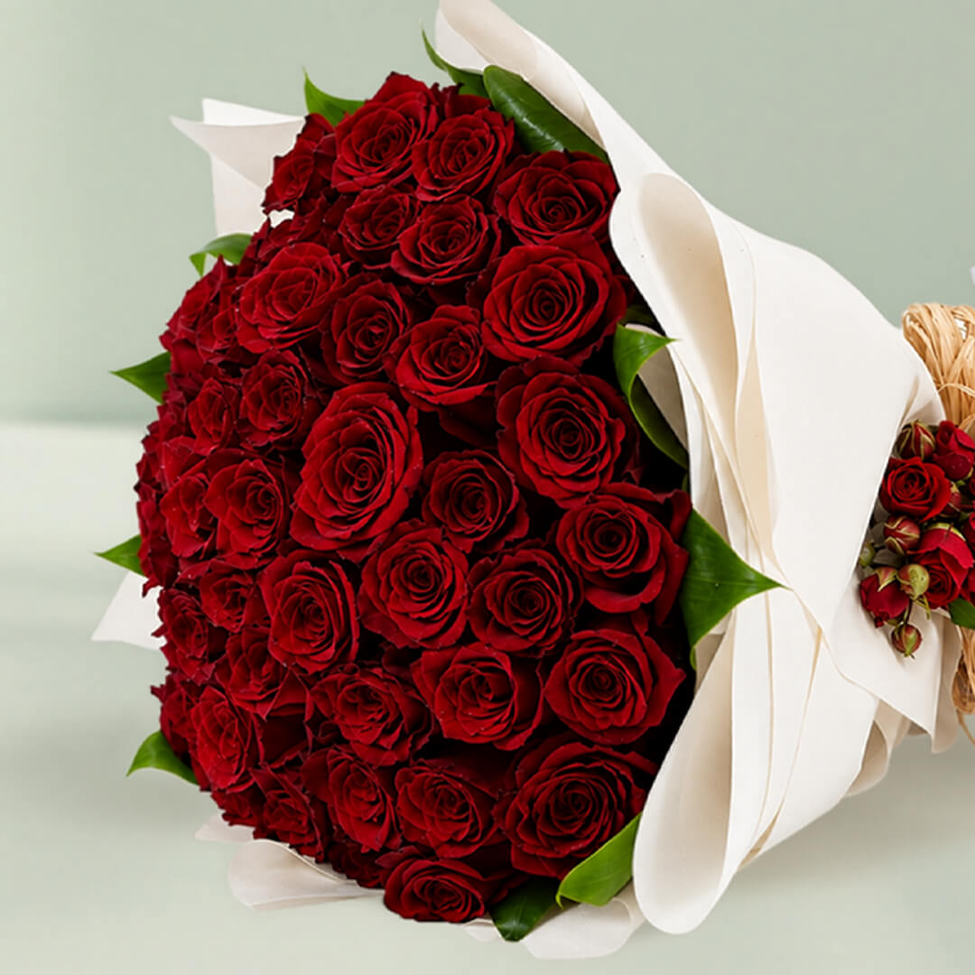 Valentine’s Fifty Red Rose Bouquet for Valentine’s Day