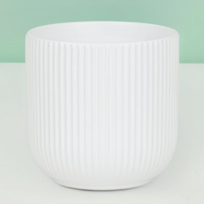 White Ceramic Medium Cylinder Pot