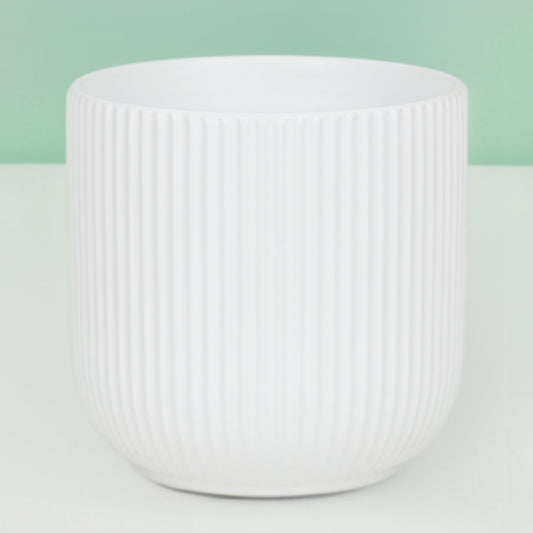 White Ceramic Medium Cylinder Pot