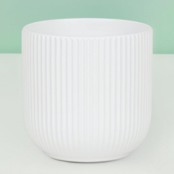 White Ceramic Medium Cylinder Pot