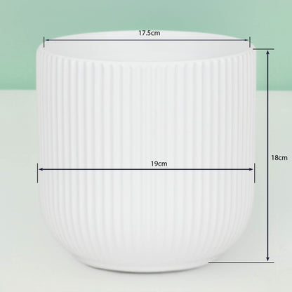 White Ceramic Medium Cylinder Pot
