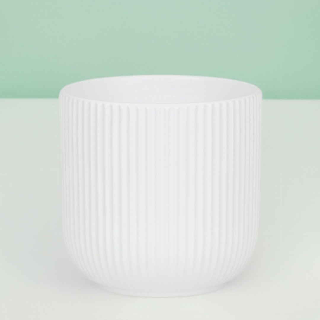White Ceramic Small Cylinder Pot