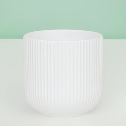 White Ceramic Small Cylinder Pot