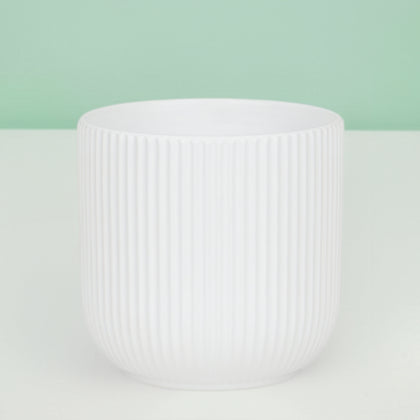 White Ceramic Small Cylinder Pot
