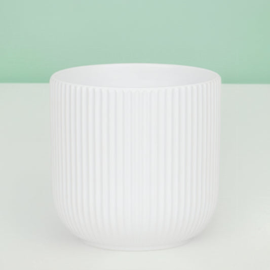 White Ceramic Small Cylinder Pot