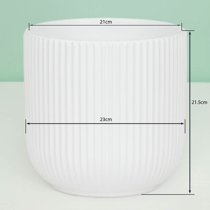 White Large Ceramic Cylinder Pot