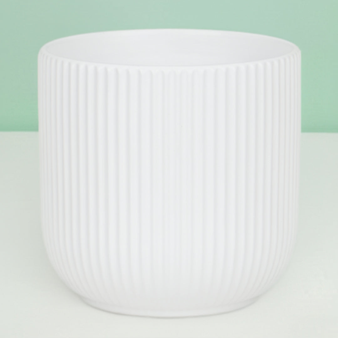 White Large Ceramic Cylinder Pot