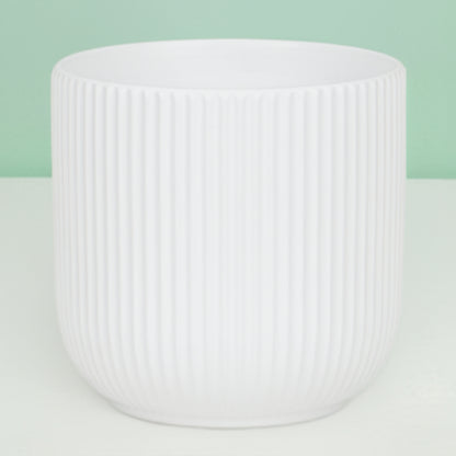 White Large Ceramic Cylinder Pot