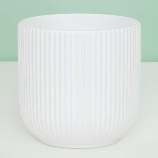 White Large Ceramic Cylinder Pot