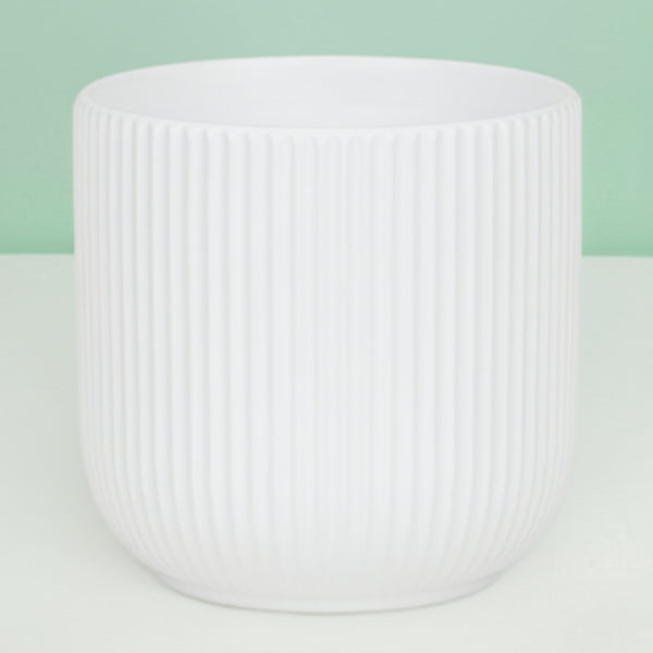 White Large Ceramic Cylinder Pot