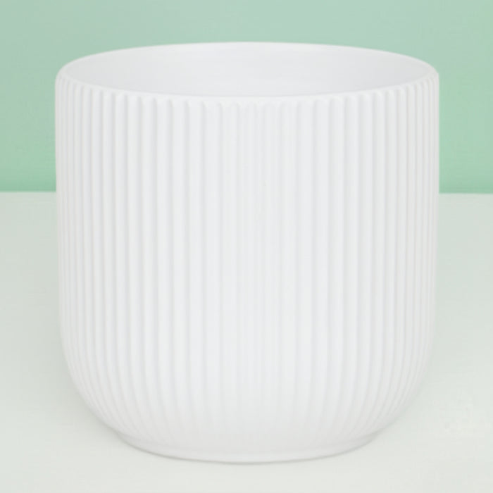 White Large Ceramic Cylinder Pot