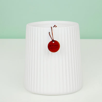 White Ribbed Tapered Vase