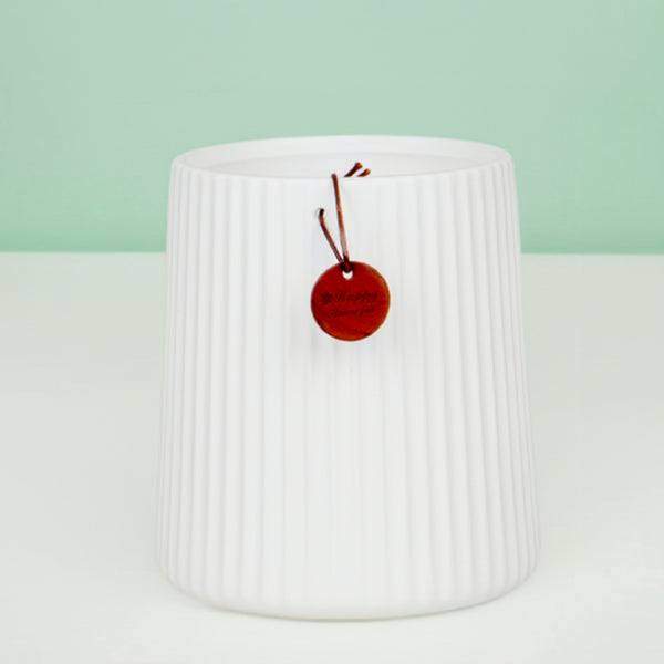 White Ribbed Tapered Vase
