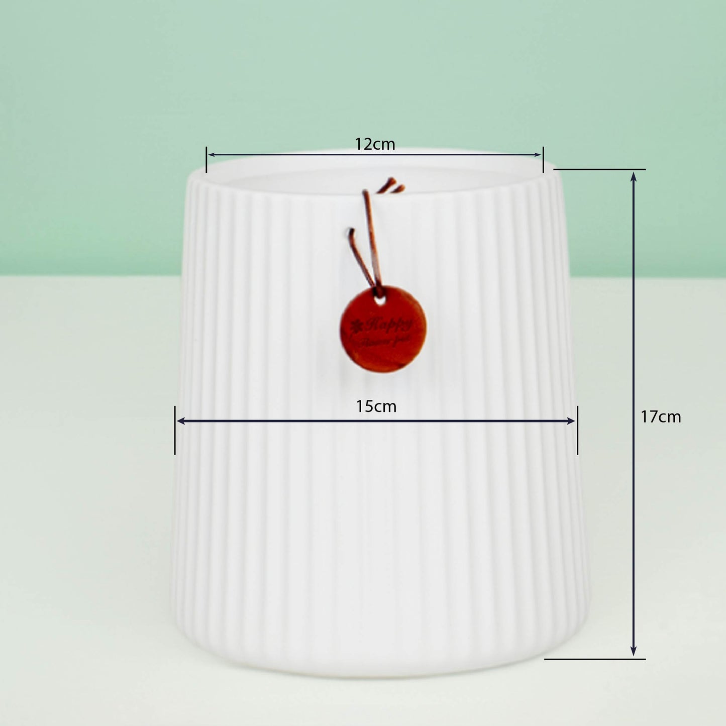 White Ribbed Tapered Vase