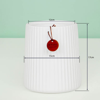 White Ribbed Tapered Vase