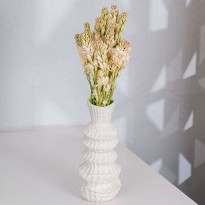 White Tuberose cut flowers featuring delicate, clustered blooms wrapped in a brown sheet