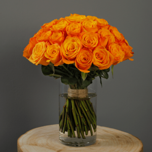 Bunch of Orange Roses - Flowers in Vase to India | BTF