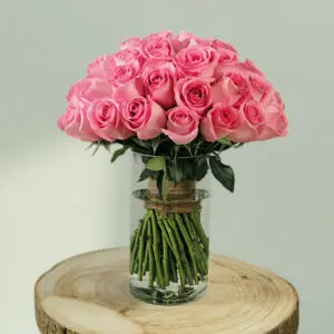 Bunch of light pink Bangalore roses wrapped elegantly