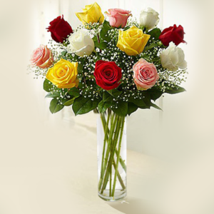 mix rose bouquet Rainbow Bouquet | Blacktulipflowers.in