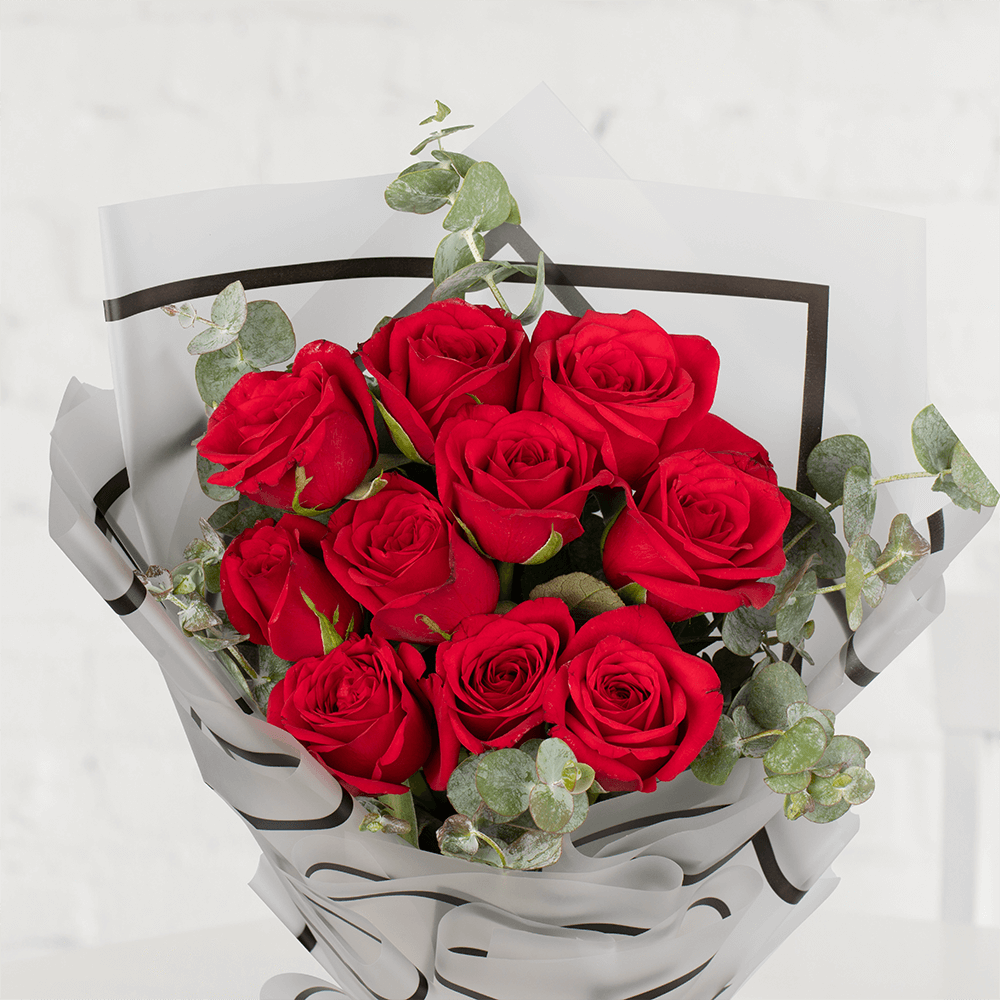 Buy Red Roses - 10 Red Roses Bouquet | Same day delivery | btf.in