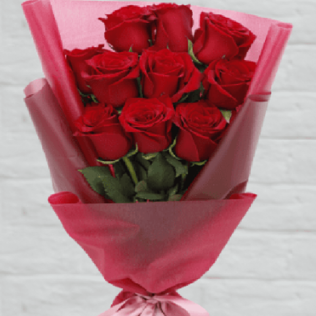 Order 10 Red Roses Bouquet | Same Day Delivery | Btf.in