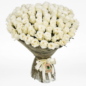 Bouquet of 50 premium white roses | Blacktulipflowers.in