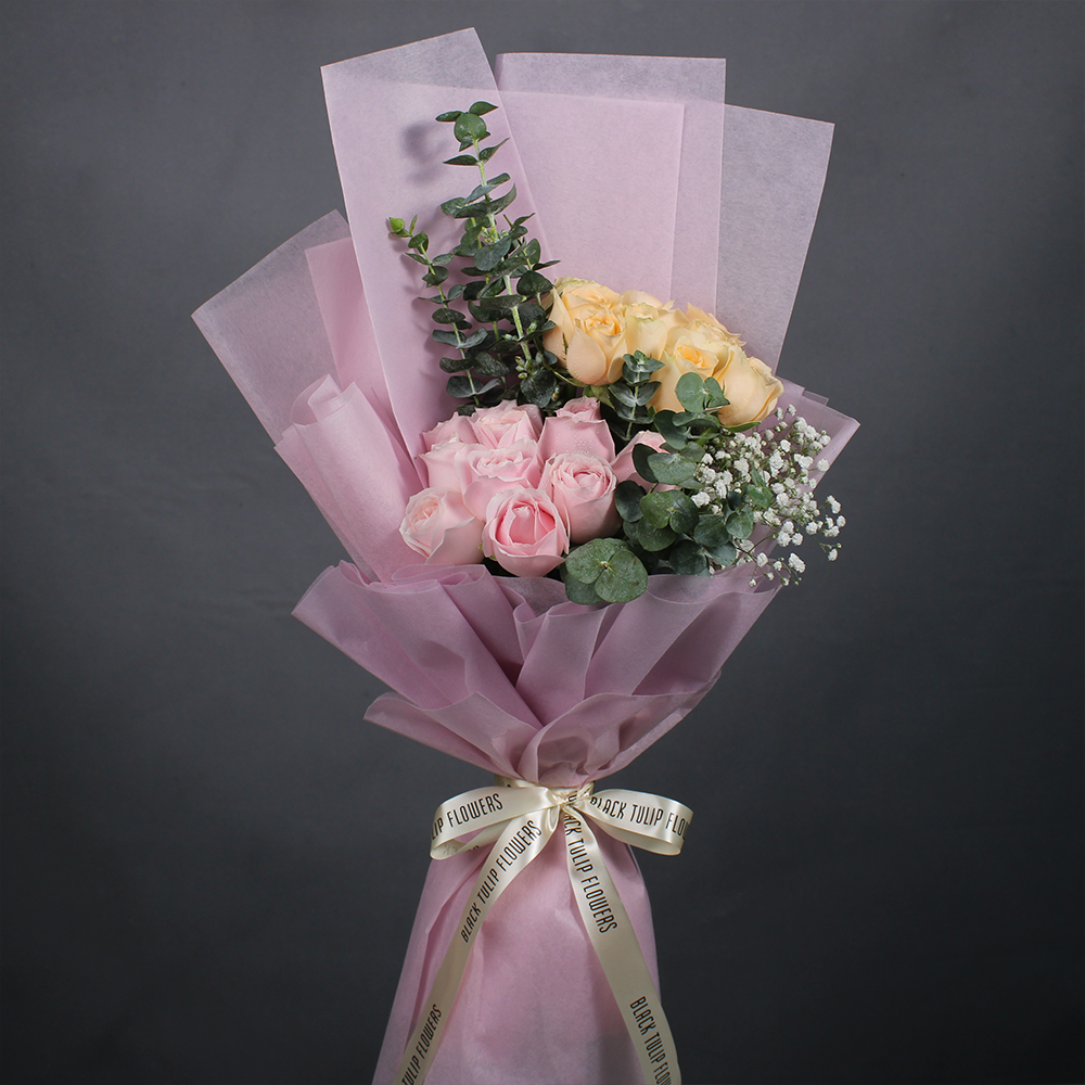 Buy Mix Seasonal Flowers Bouquet With Wine Bottle Online - OyeGifts