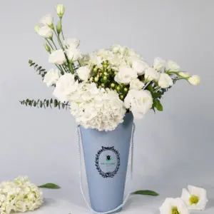 Elegant white anniversary bouquet and anniversary flowers