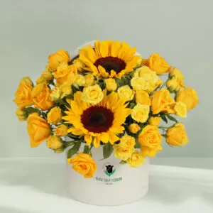 The Sunshiny Blooms - Order Sunflower in box Florist near me