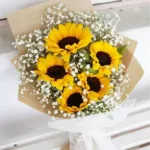 5 Stems Sunflower bouquet with Baby's Breath