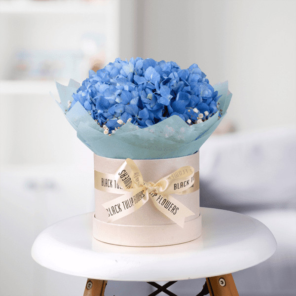 You're Beautiful - Order Now Blue Hydrangea Bouquet in box | Online Florist Mumbai