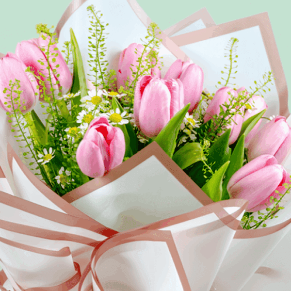Order Bouquet of Pink Tulips - Rosy Tulipano, Delivered by BTFI"
