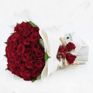 Red Rose Flower Bouquet: Stunning Valentine’s Fifty Rose | Black Tulip Flowers