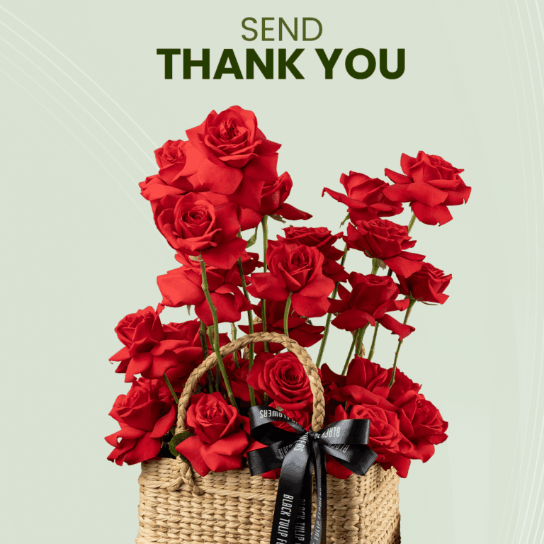 Send Thank You - Red Roses in Basket