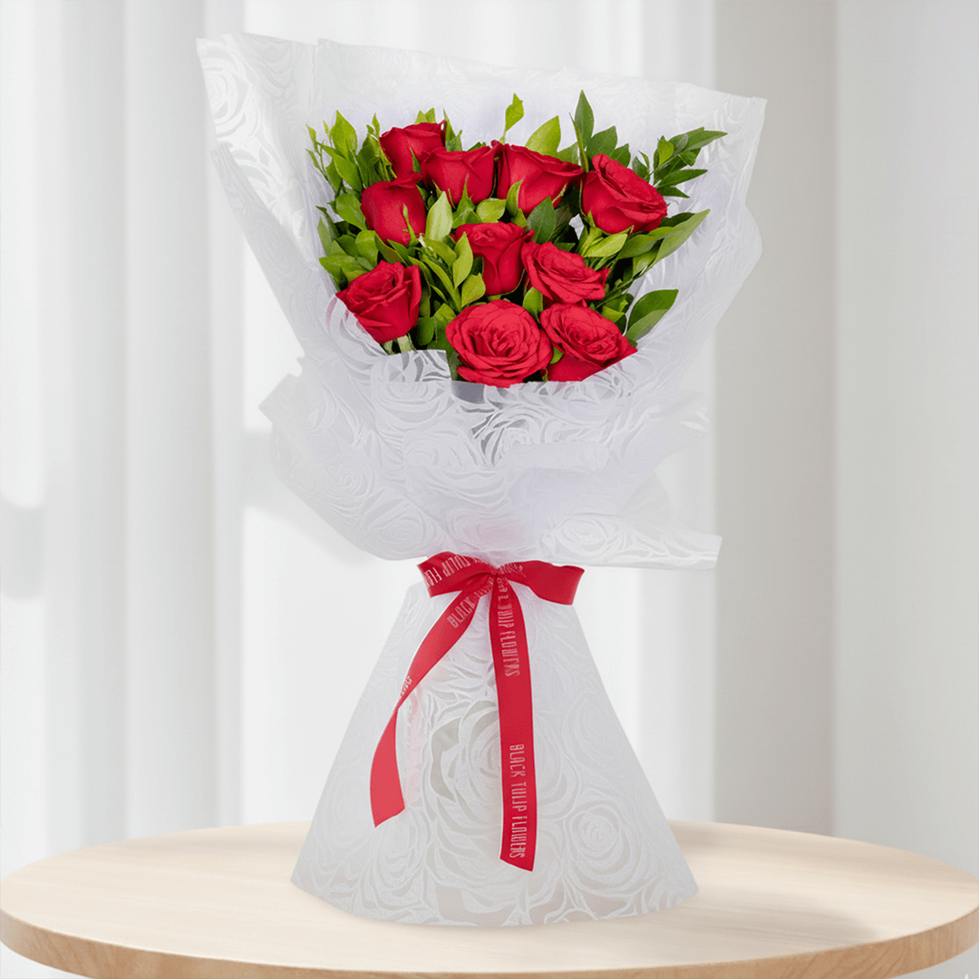 10 Red Roses Bouquet | Order Roses Online