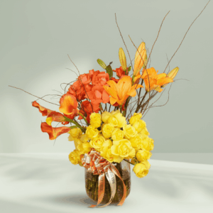 Vibrant bouquet of yellow and orange flowers