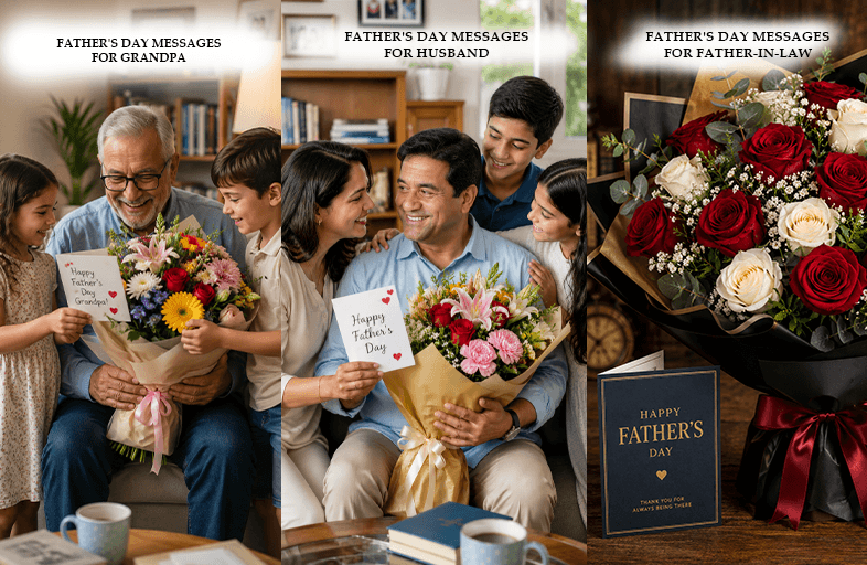 Person writing a meaningful Father's Day message on a flower card next to a colorful bouquet